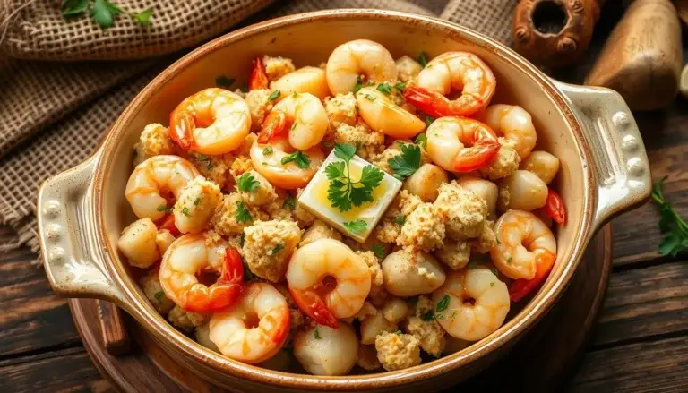 This easy recipe for seafood stuffing combines crab, shrimp, and savory herbs to create the perfect filling for fish, poultry, or holiday side dishes